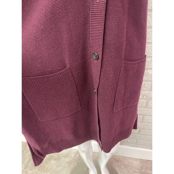 J. Jill Women Burgundy Petite Patch Pocket Sweater Cardigan Size MP - Picture 5 of 9